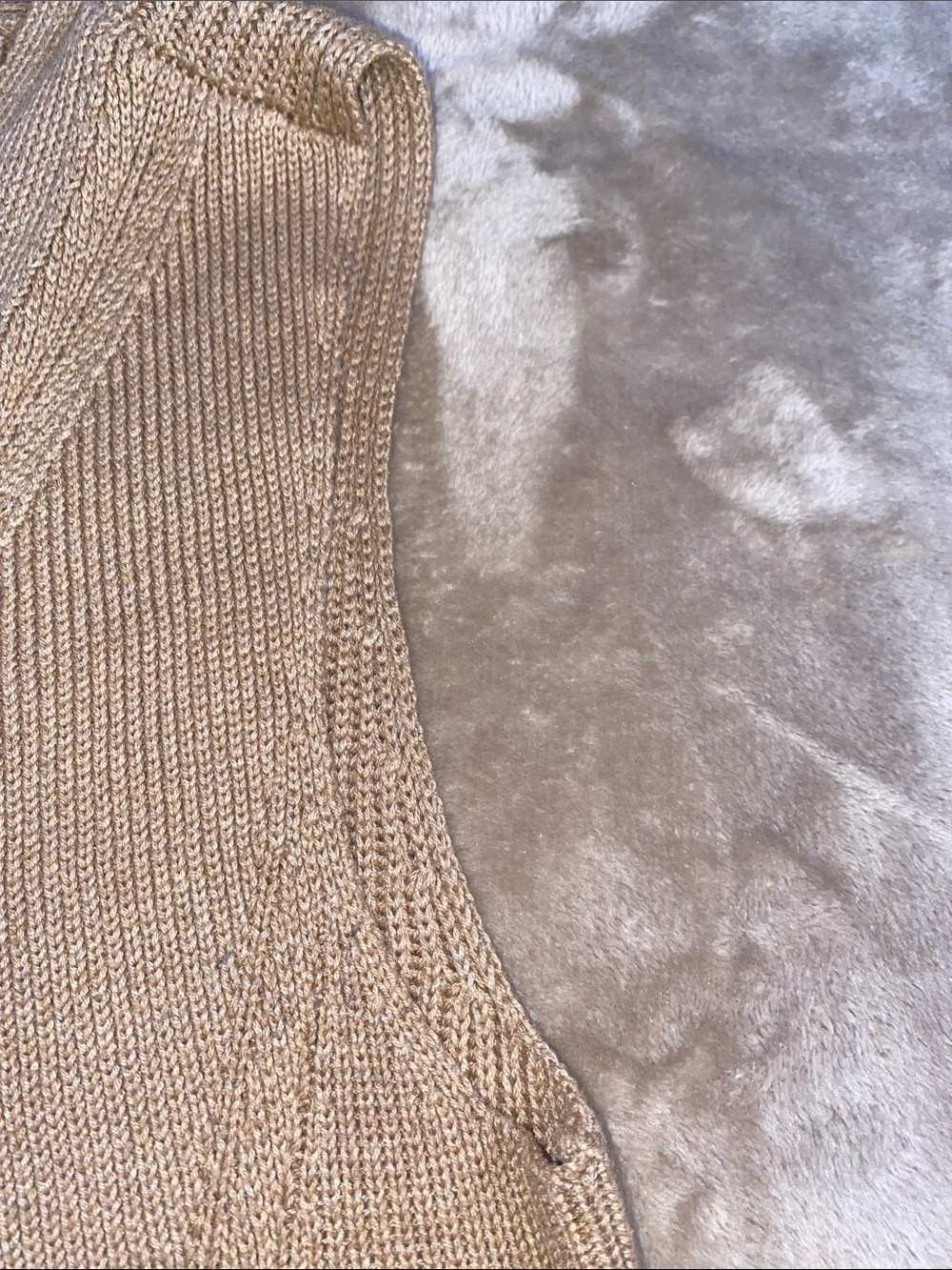 Talbots Open-Front Ribbed Knit Vest - Tan - Picture 4 of 4